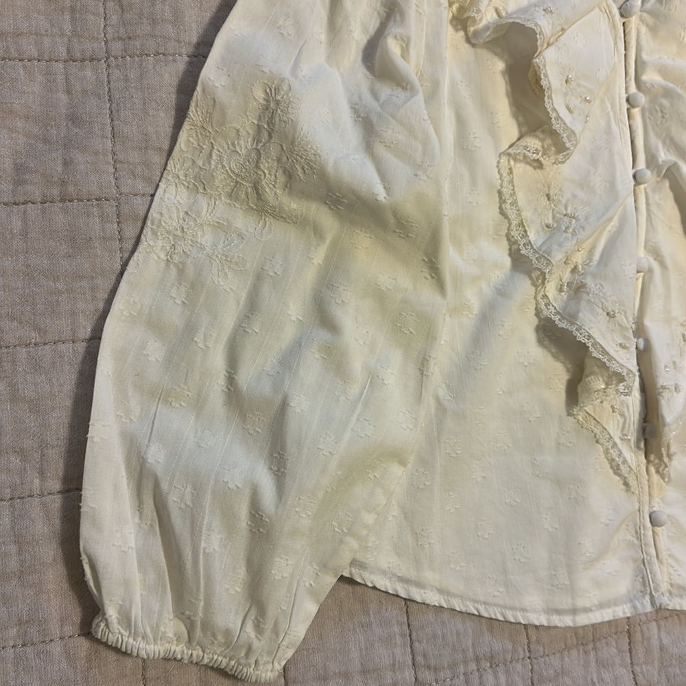 ZARA Embroidered Ruffled Shirt - Picture 4 of 4